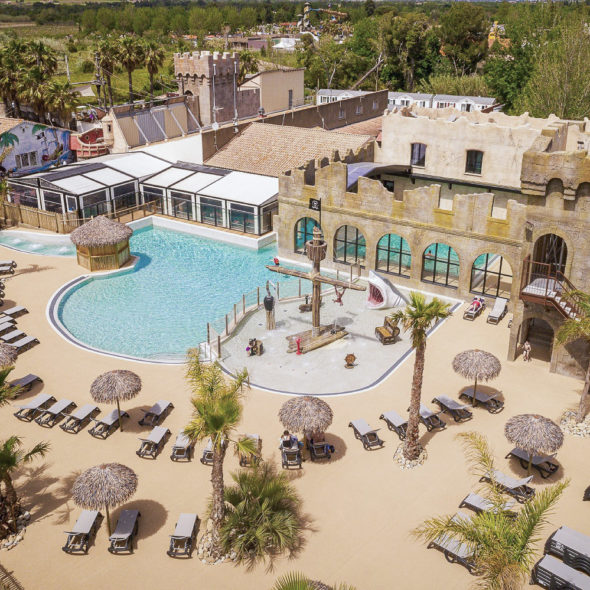 Camping Californie Plage - Galerie photo - Vue aérienne générale de l\'espace aquatique